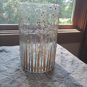 HomArt Large Enameled Prairie Grass Hurricane Candleholder with Candle